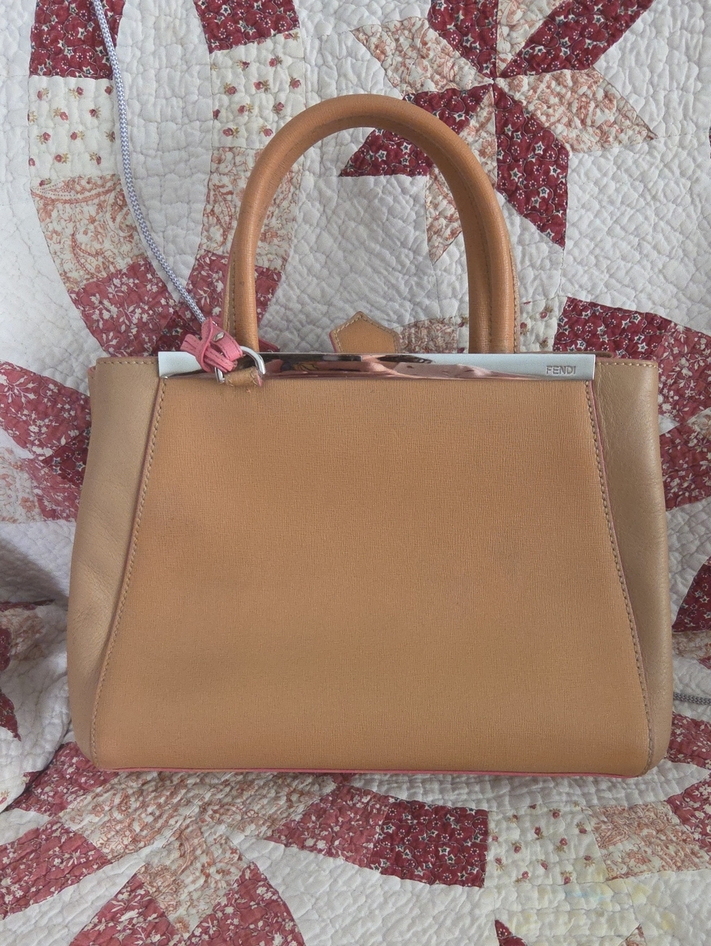 Fendi Tan 2Jours Petite Leather Bag w/Pink Charm & unbranded leather strap - Picture 4 of 14